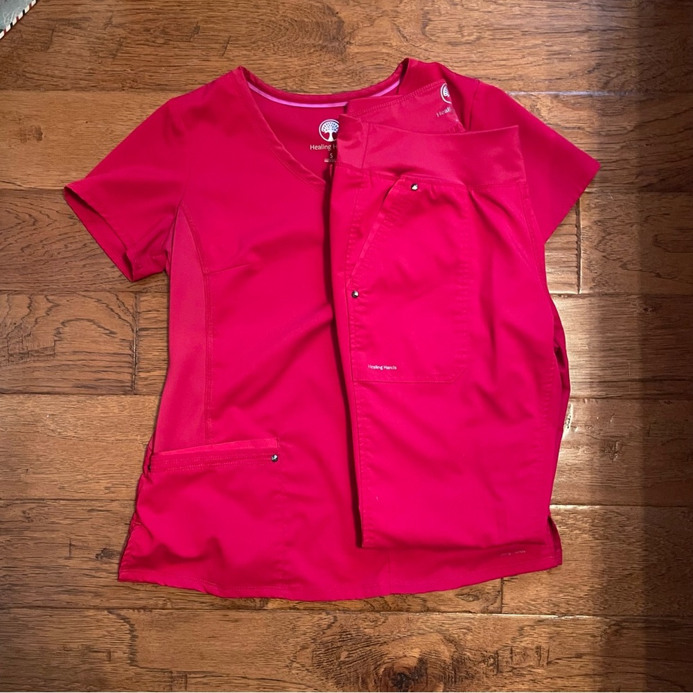 Healing hands red scrub set